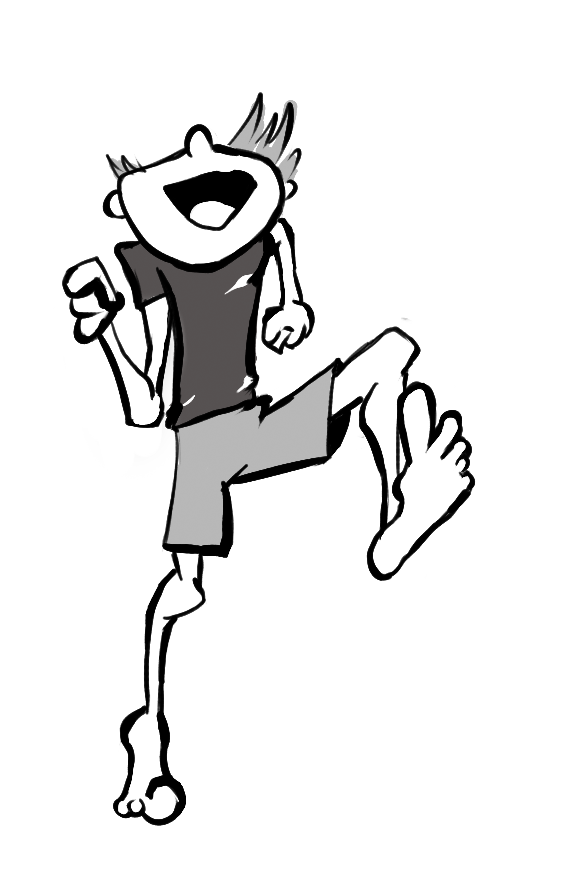 Drawing of man running barefoot